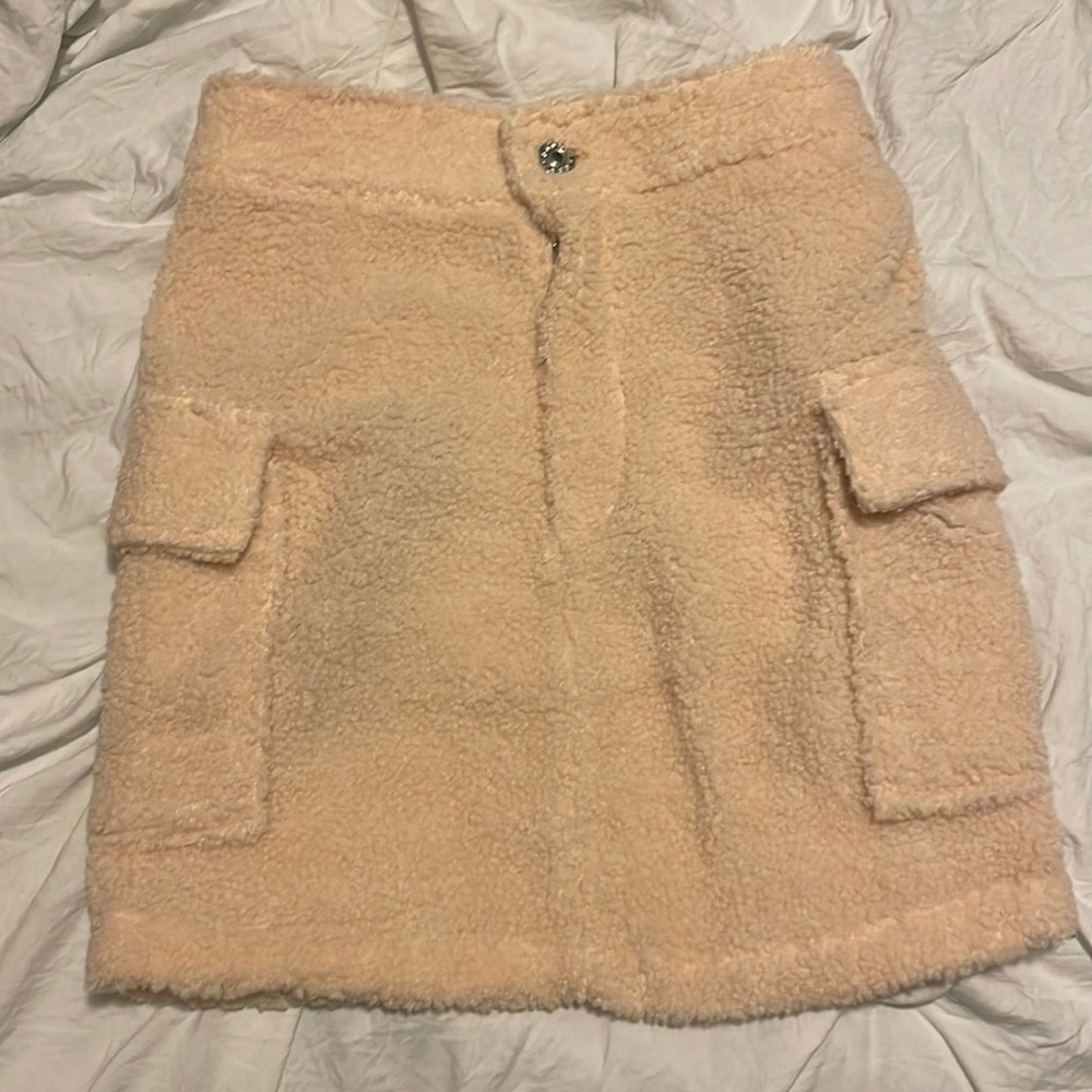 Cream teddy material skirt